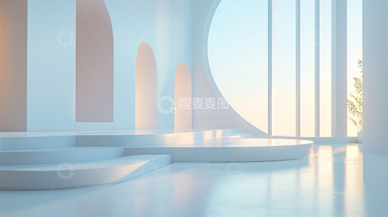 高清大图下载【趣麦麦图】极简白色背景展示台