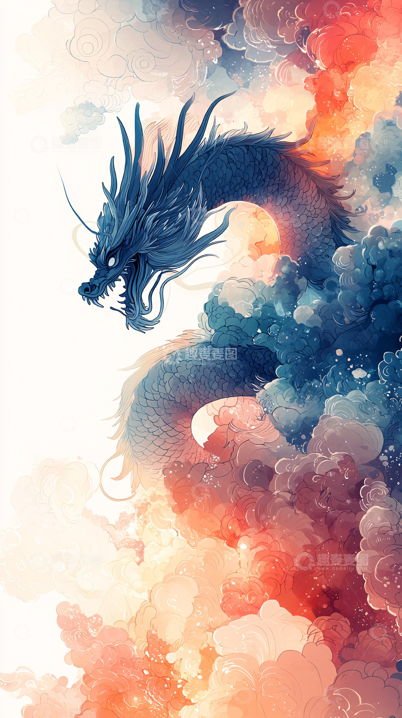 高清大图下载【趣麦麦图】水墨龙