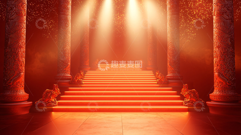 高清大图下载【趣麦麦图】-红色阶梯宫殿