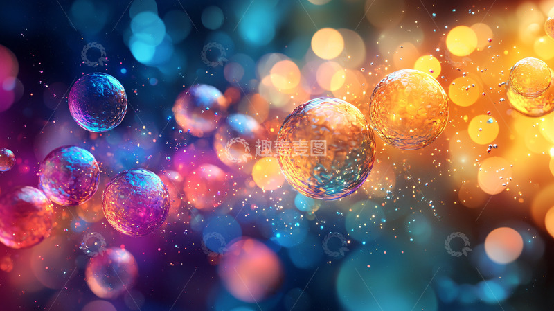 高清大图下载【趣麦麦图】色彩斑斓的梦幻气泡背景