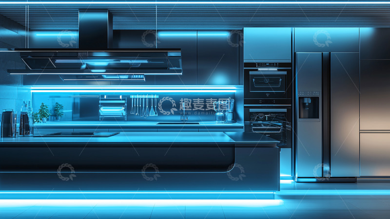高清大图下载【趣麦麦图】未来科技感厨房