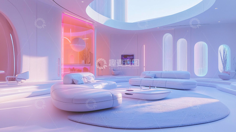高清大图下载【趣麦麦图】未来主义现代简约客厅