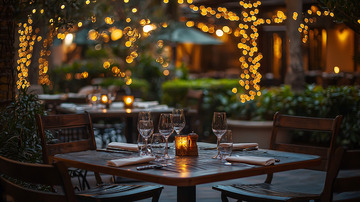 浪漫户外餐厅夜景