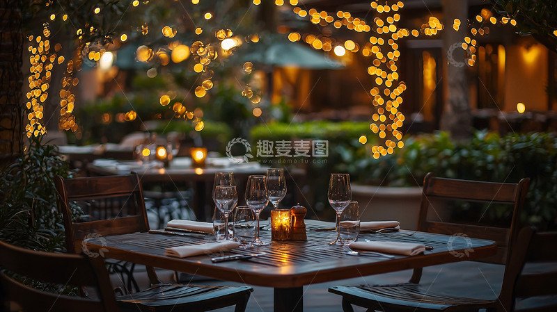 高清大图下载【趣麦麦图】浪漫户外餐厅夜景