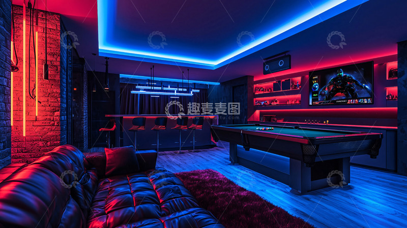 高清大图下载【趣麦麦图】炫酷游戏室灯光设计