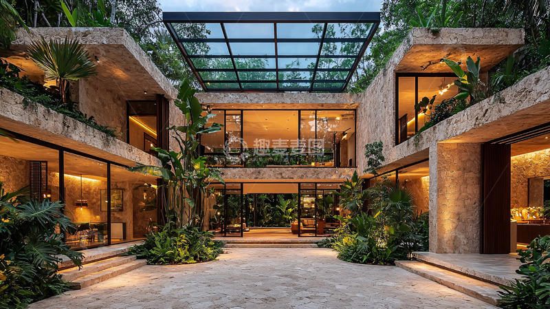 高清大图下载【趣麦麦图】热带雨林中的现代别墅
