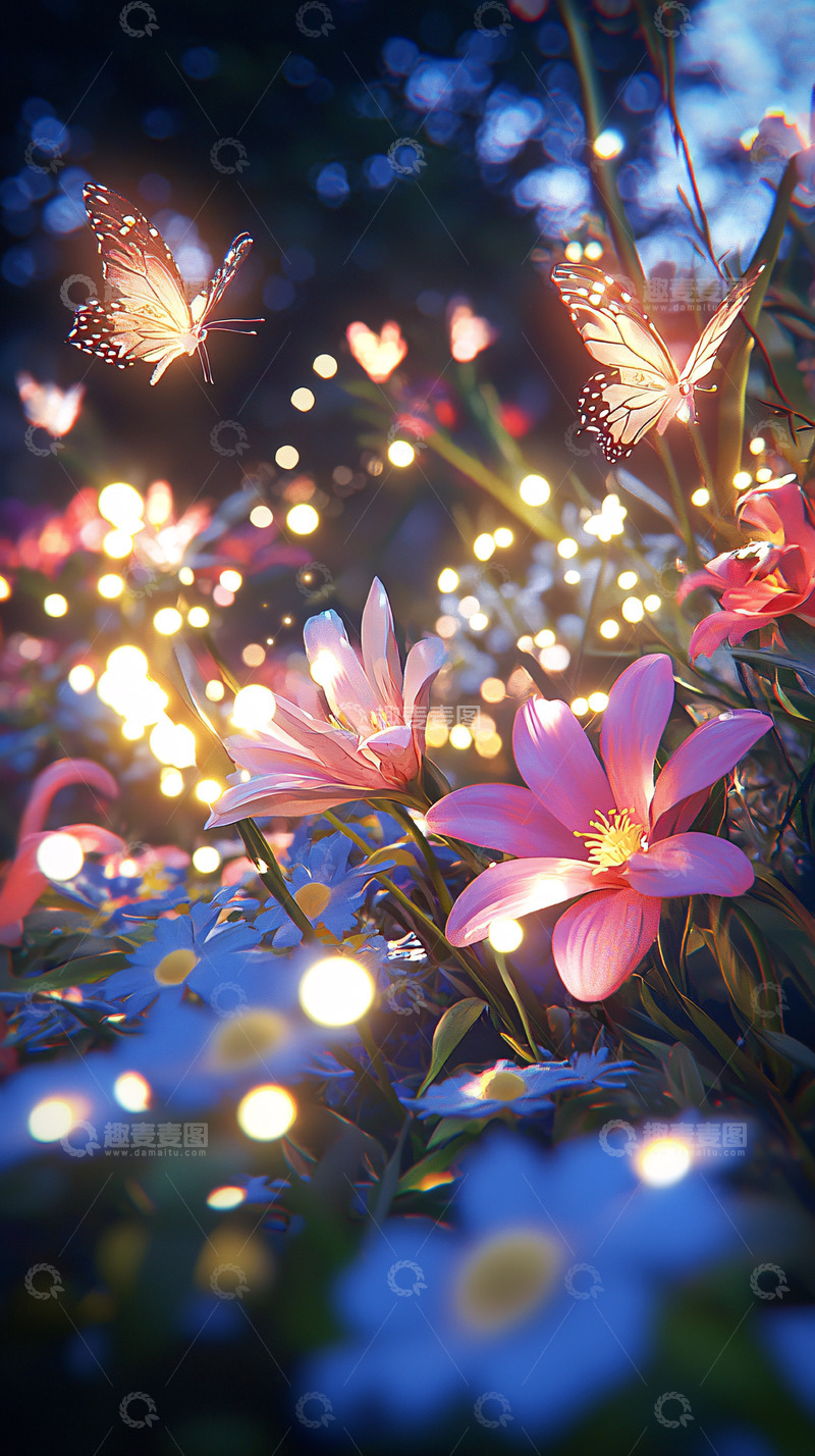 高清大图下载【趣麦麦图】梦幻萤火花田