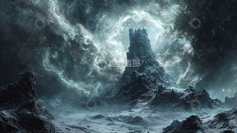 高清大图下载【趣麦麦图】暗黑天空下的孤独城堡