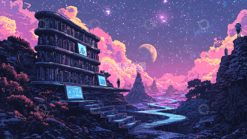 高清大图下载【趣麦麦图】星空下的未来建筑