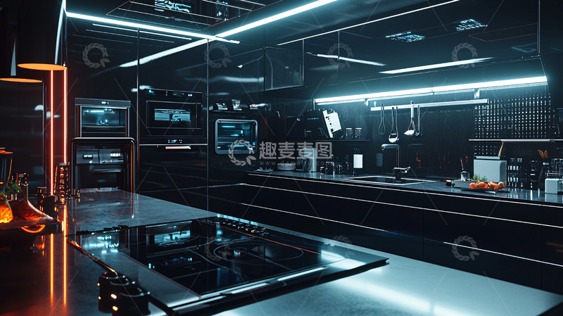 高清大图下载【趣麦麦图】未来科技感厨房