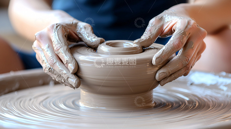 高清大图下载【趣麦麦图】双手拉坯陶土