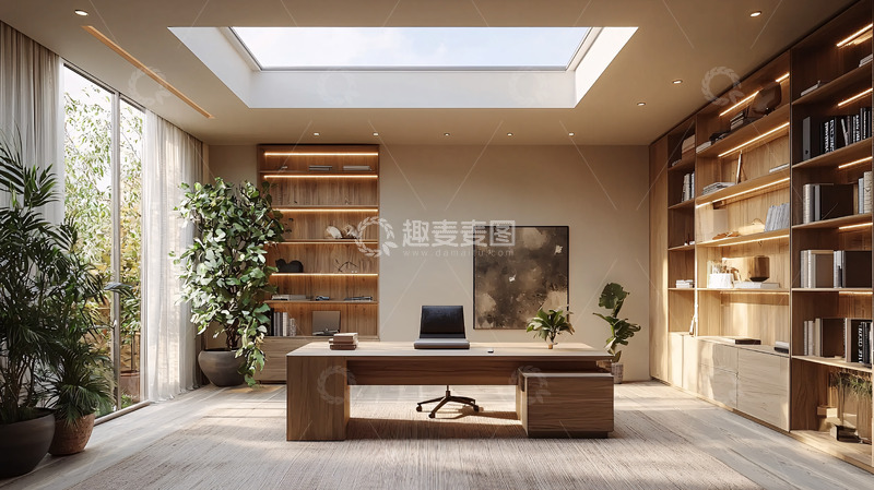 高清大图下载【趣麦麦图】现代简约风格书房设计