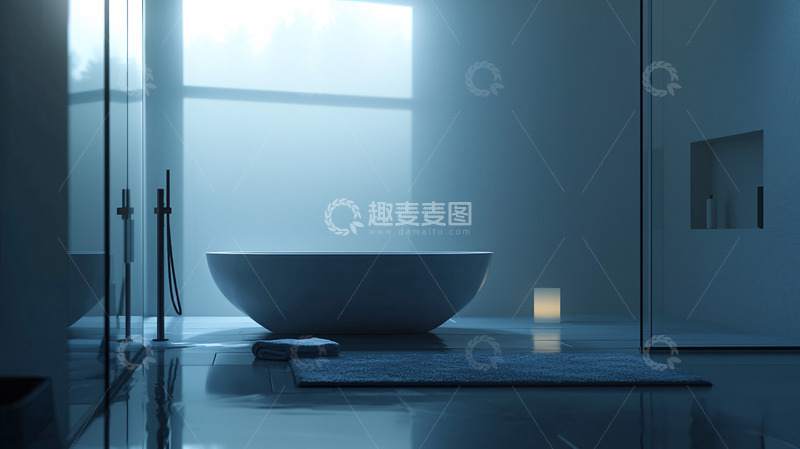 高清大图下载【趣麦麦图】极简现代化独立式浴缸