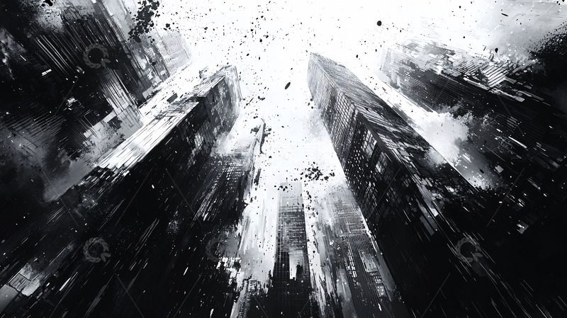 高清大图下载【趣麦麦图】黑白城市废墟