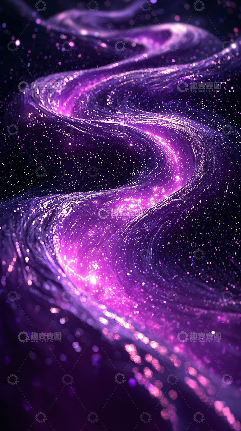 高清大图下载【趣麦麦图】紫色闪耀星河蜿蜒延伸
