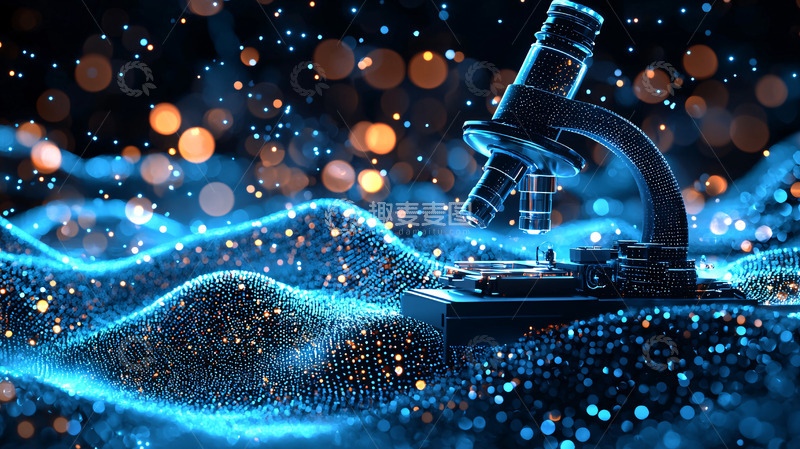 高清大图下载【趣麦麦图】显微镜与蓝色光点科技感