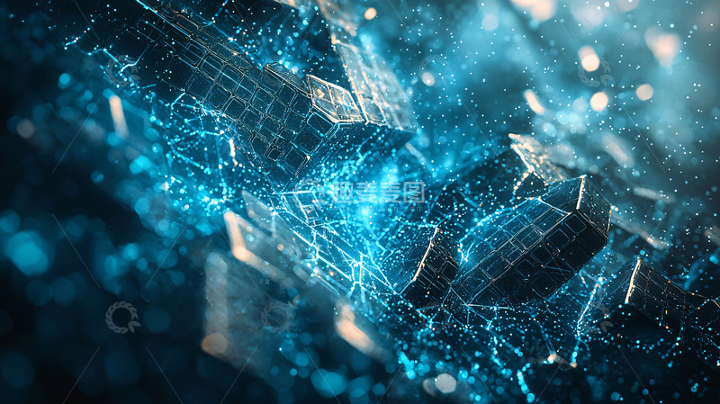 高清大图下载【趣麦麦图】科技感碎裂玻璃蓝色光效