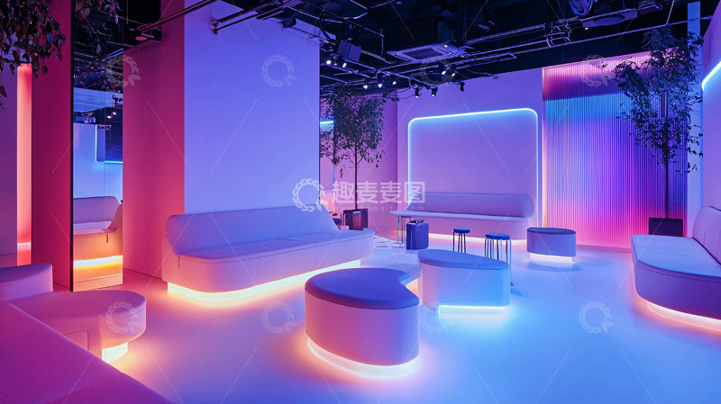 高清大图下载【趣麦麦图】霓虹灯梦幻休闲空间