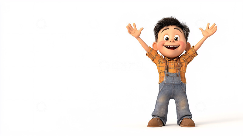 高清大图下载【趣麦麦图】开心的小男孩卡通形象