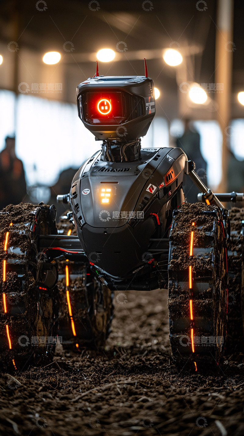 高清大图下载【趣麦麦图】未来科技感履带机器人