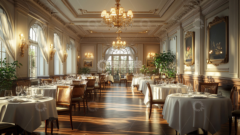 高清大图下载【趣麦麦图】奢华餐厅内部场景