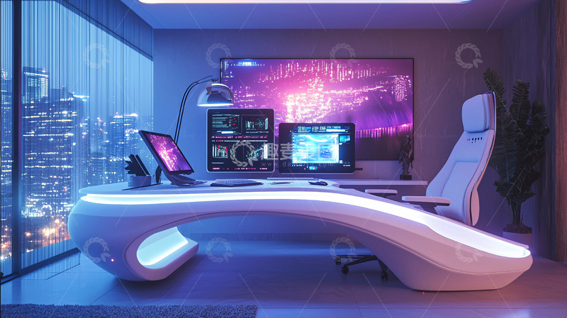 高清大图下载【趣麦麦图】-未来科技感办公桌