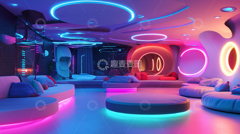 高清大图下载【趣麦麦图】梦幻炫彩灯光地下室设计