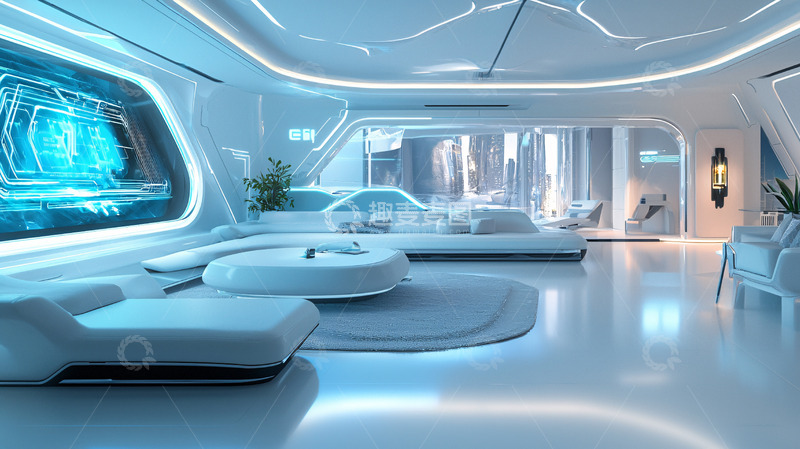 高清大图下载【趣麦麦图】未来科技感家居客厅