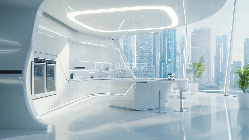 高清大图下载【趣麦麦图】未来科技感现代厨房