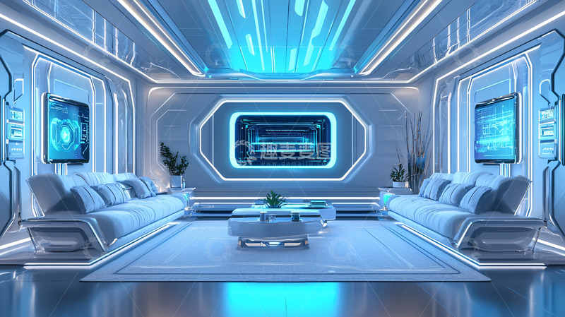 高清大图下载【趣麦麦图】未来科技感客厅