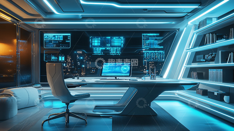 高清大图下载【趣麦麦图】未来科技感办公室