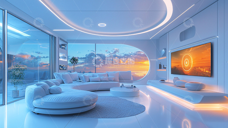 高清大图下载【趣麦麦图】未来感现代客厅