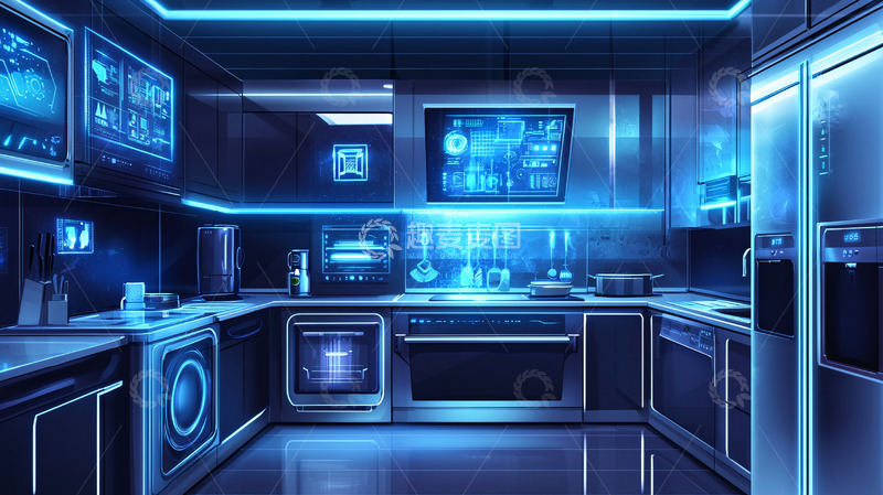 高清大图下载【趣麦麦图】未来科技感智能厨房