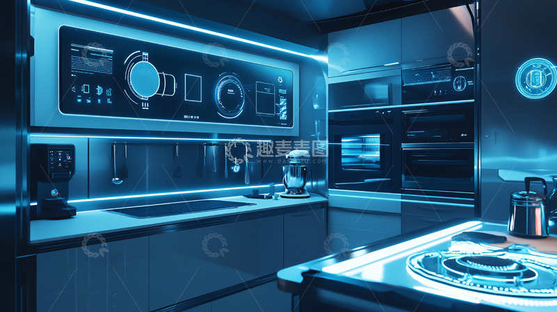 高清大图下载【趣麦麦图】未来科技感智能厨房