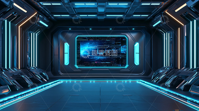 高清大图下载【趣麦麦图】科幻飞船内部走廊