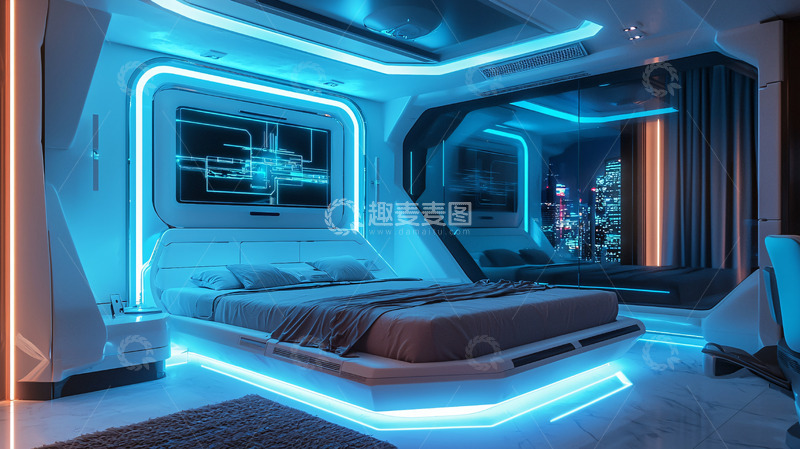 高清大图下载【趣麦麦图】未来科技感卧室