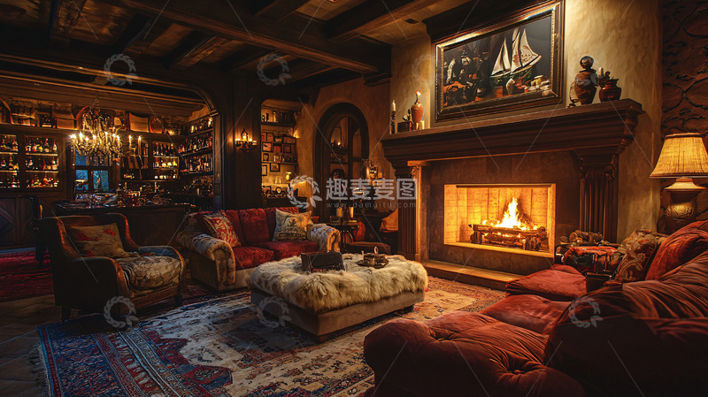高清大图下载【趣麦麦图】温暖舒适的乡村风格客厅