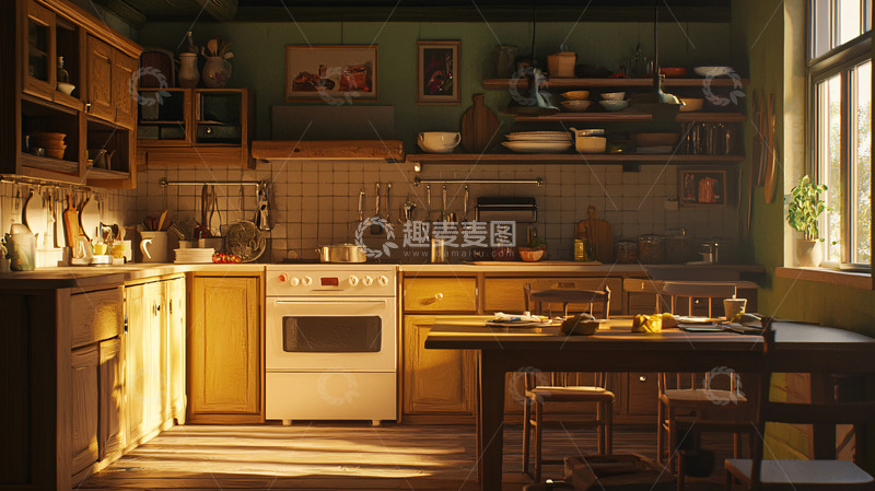 高清大图下载【趣麦麦图】复古厨房高清图片