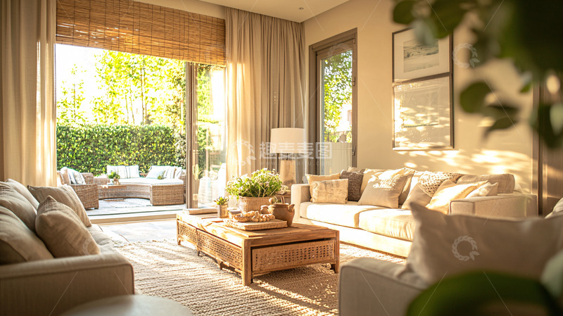 高清大图下载【趣麦麦图】阳光洒满客厅的舒适家居
