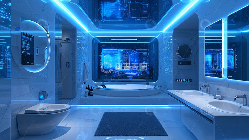 高清大图下载【趣麦麦图】科幻风格智能浴室