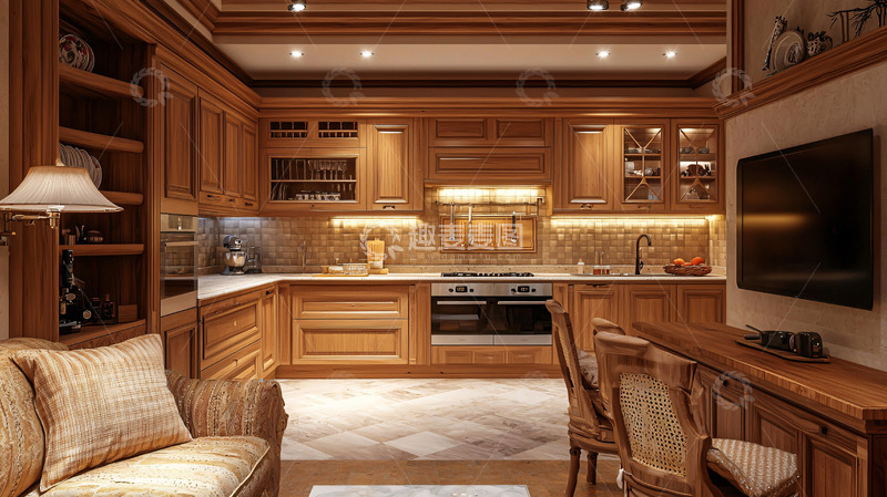 高清大图下载【趣麦麦图】欧式实木厨房
