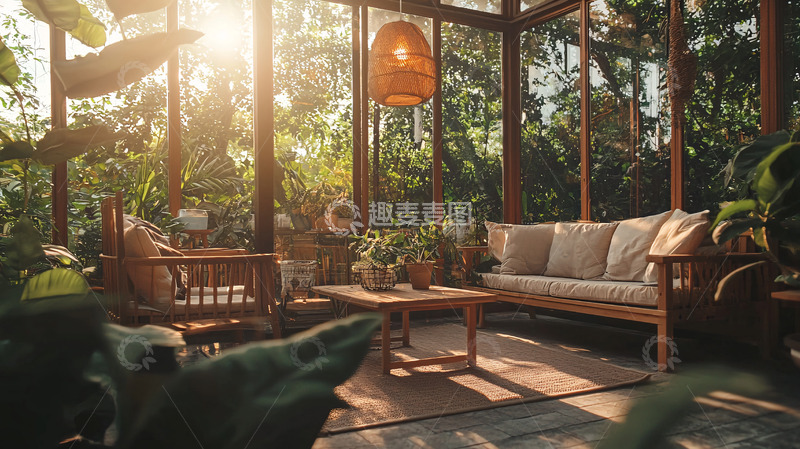 高清大图下载【趣麦麦图】阳光洒进玻璃房