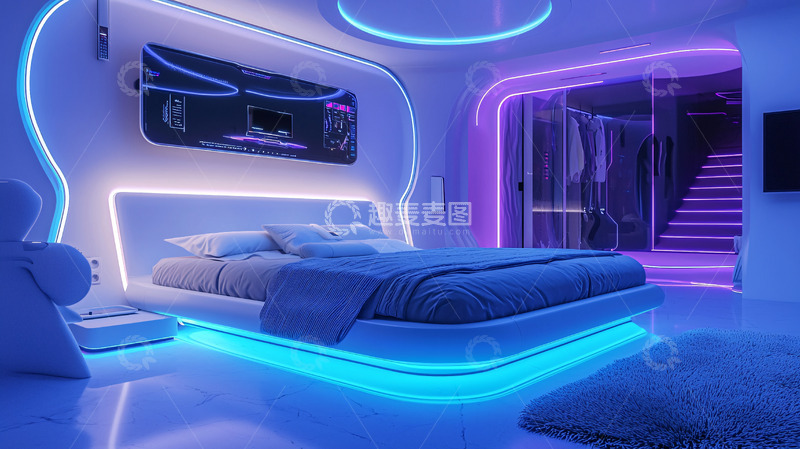 高清大图下载【趣麦麦图】科幻风格卧室灯光设计