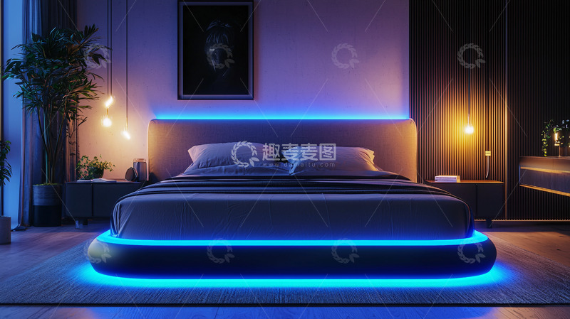 高清大图下载【趣麦麦图】现代简约卧室氛围灯