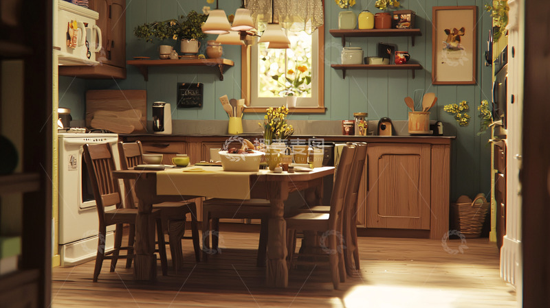 高清大图下载【趣麦麦图】乡村风格厨房