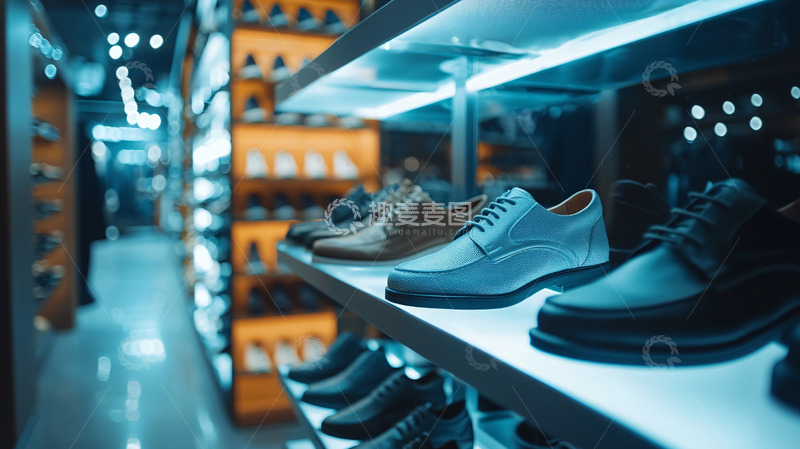 高清大图下载【趣麦麦图】鞋店货架上的皮鞋