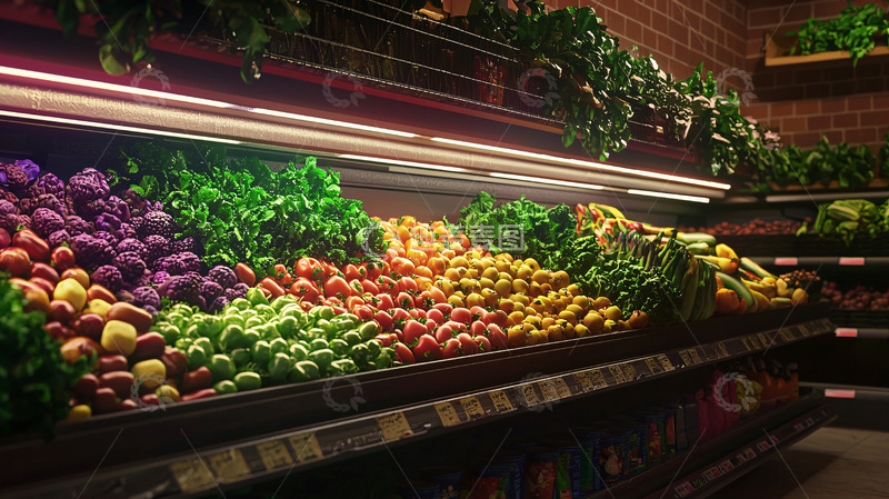 高清大图下载【趣麦麦图】超市蔬菜水果货架