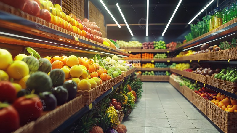 高清大图下载【趣麦麦图】超市水果蔬菜货架