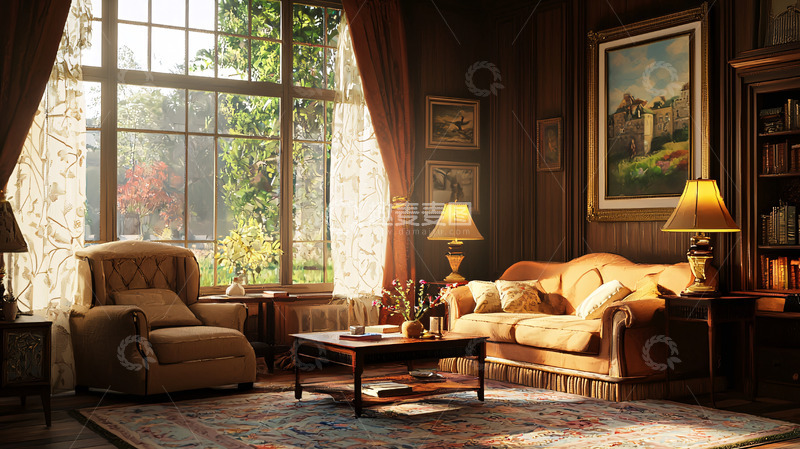 高清大图下载【趣麦麦图】阳光洒进古典书房