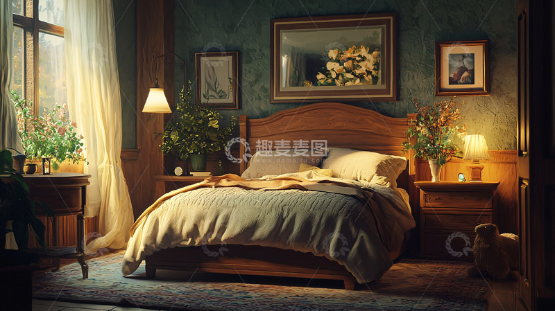 高清大图下载【趣麦麦图】复古卧室高清图片
